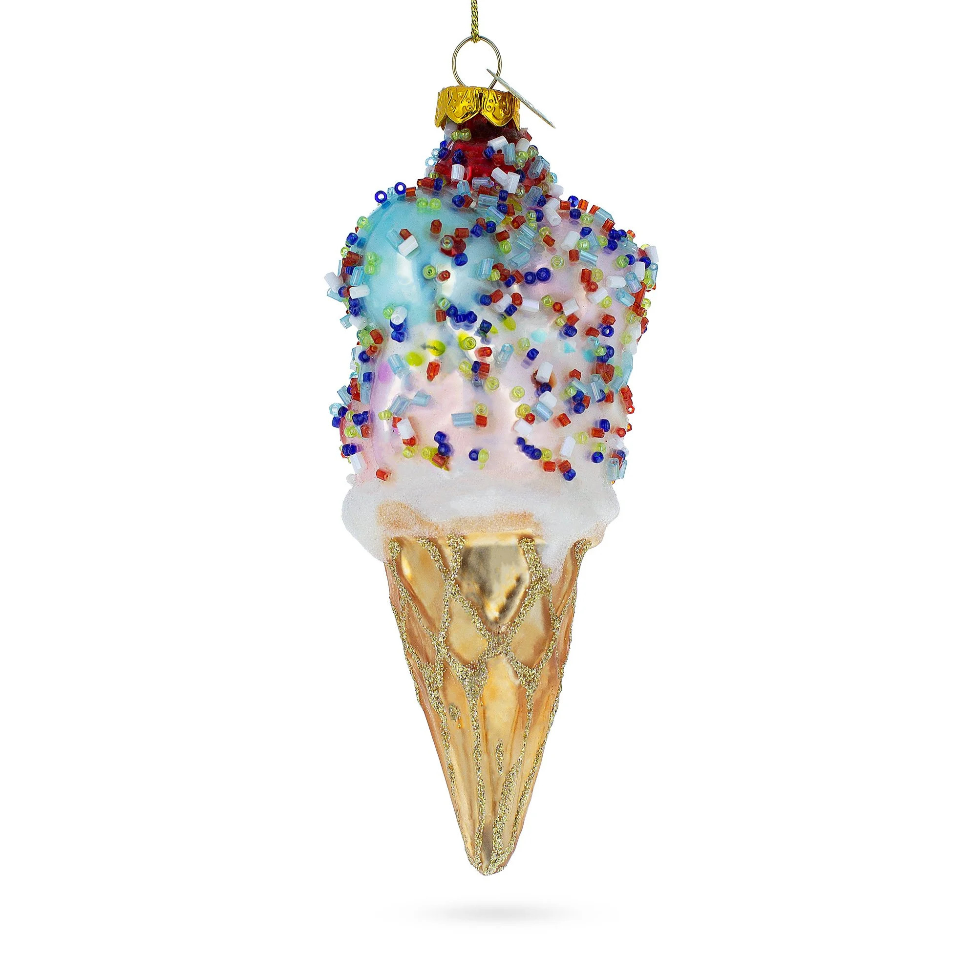 Ice Cream Cone with Sprinkles Food Glass Christmas Ornament - Walmart.com | Walmart (US)