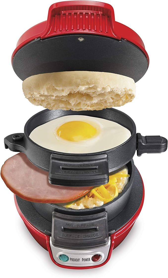 Hamilton Beach Breakfast Sandwich Maker with Egg Cooker Ring, Customize Ingredients, Perfect for ... | Amazon (US)