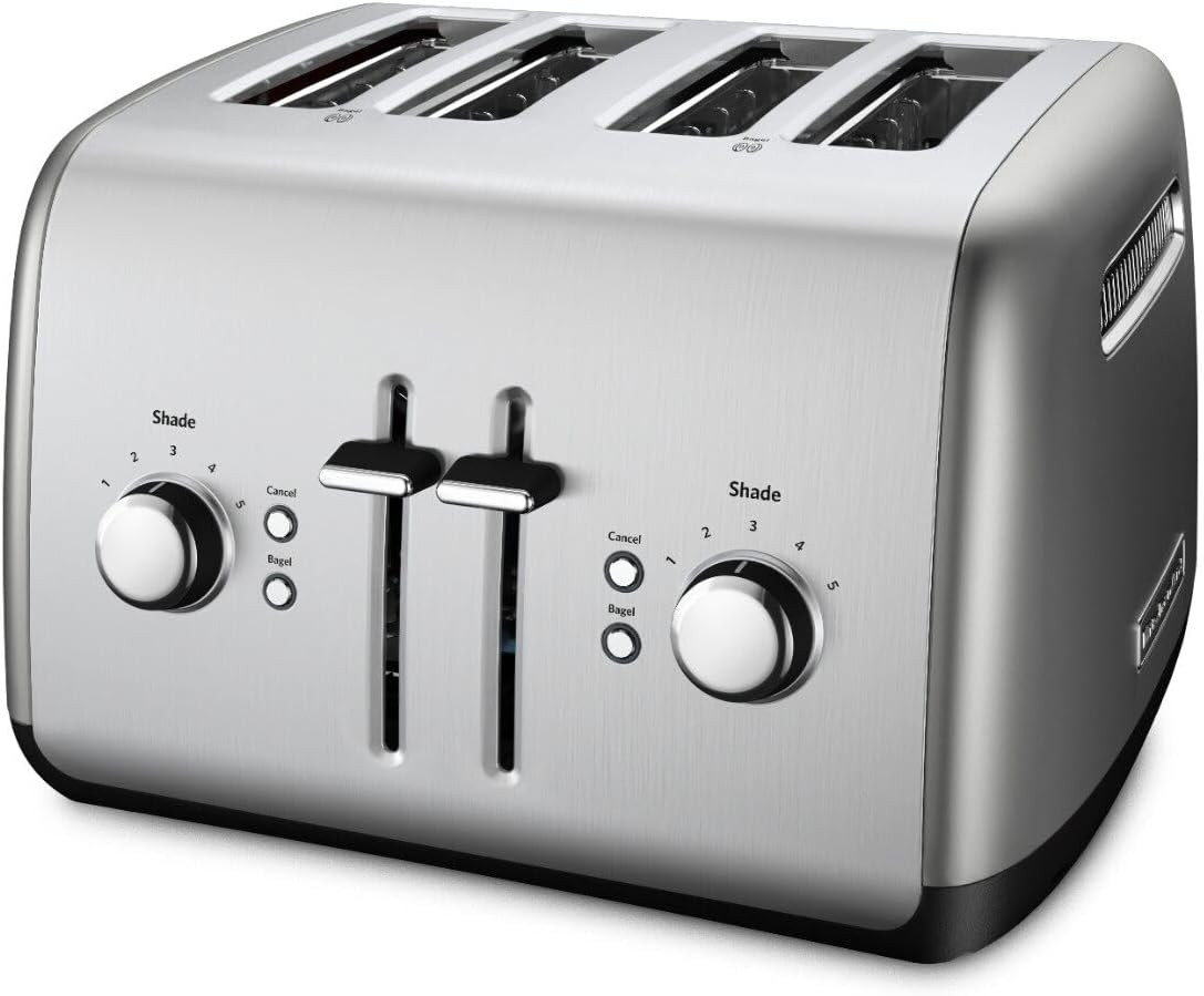 KitchenAid 4 Slice Manual Lift Toaster KMT4115CU, Contour Silver | Amazon (US)