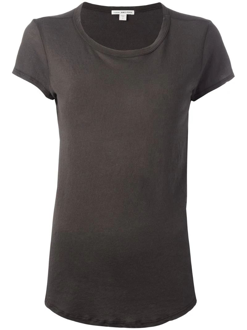 James Perse - curved hem T-shirt - women - Cotton - III, Green, Cotton | FarFetch US