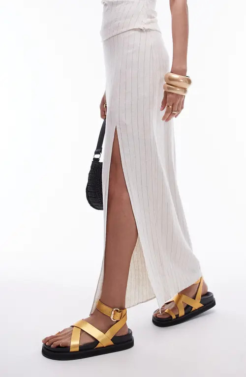 Topshop Pinstripe Maxi Skirt in Beige at Nordstrom, Size 12 Us | Nordstrom