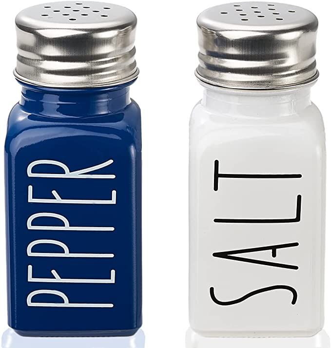Farmhouse Salt And Pepper Shakers Set,Kitchen Decor,Glass Blue Salt And Pepper Shakers Set,Cute S... | Amazon (US)