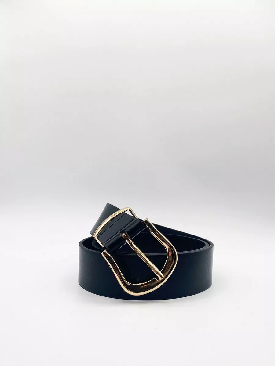 PU Leather Belt With Gold Metal Buckle | Boohoo.com (UK & IE)
