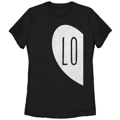 Women's Lost Gods LO Half Love Heart  T-Shirt - Black - Small | Target