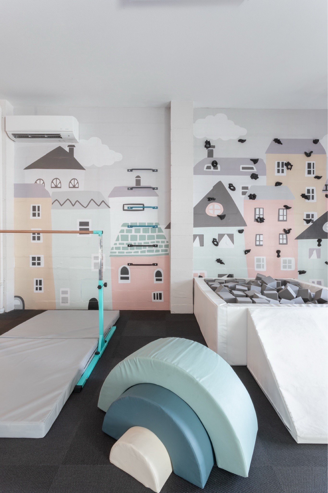 This was our garage kids gym before the hurricane destroyed it all! 😭