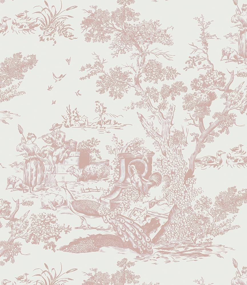 CiCiwind Peel and Stick Wallpaper Vintage Wallpaper White and Pink Wallpaper Removable Self-Adhes... | Amazon (US)