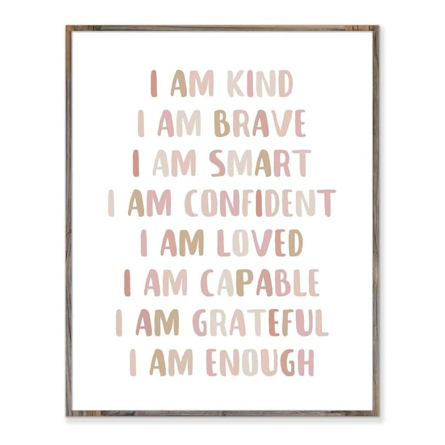 Affirmations Print, I Am Kind, I Am Brave, Affirmations For Kids, Inspirational Quote, Nursery Ro... | Amazon (US)