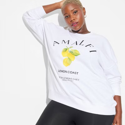 Women's Oversized Graphic Sweatshirt - Wild Fable™ White XXL | Target