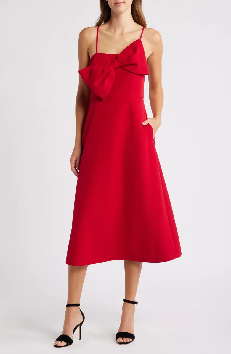 Anne Klein Bow Bodice Midi DRess | Nordstrom | Nordstrom