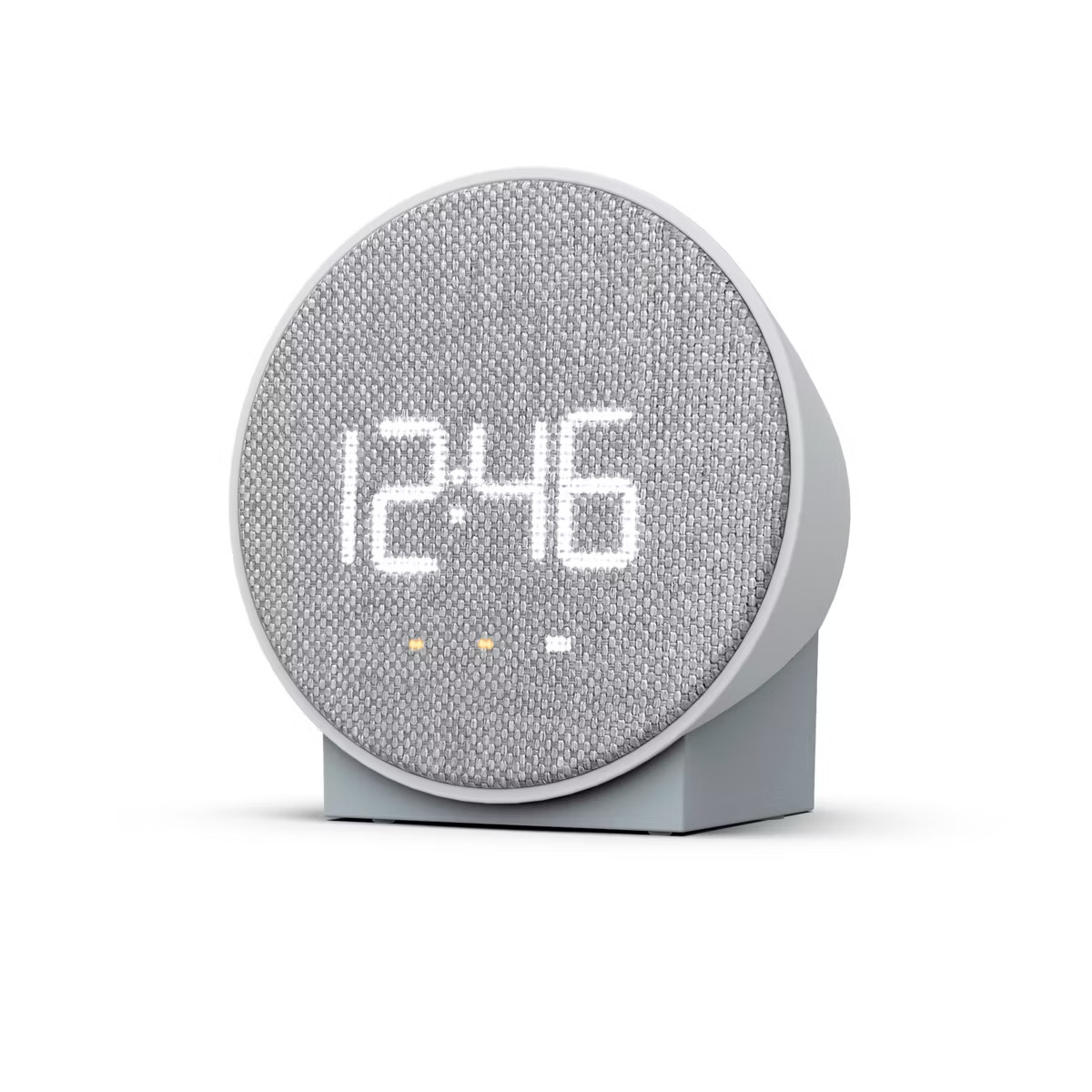 Round Time Table Clock Gray - Capello: Modern ABS Nightstand Alarm with USB Port, LED Display, 3 ... | Target