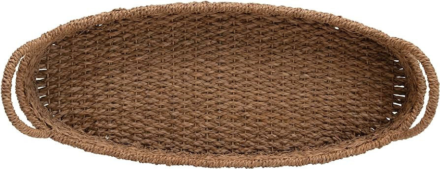Decorative Oval Woven Seagrass Tray with Handles | Amazon (US)