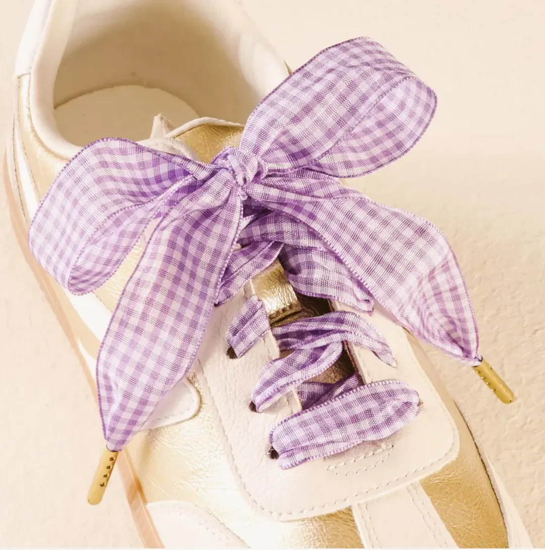 Lavendar Gingham Shoe Laces - Etsy | Etsy (Global)