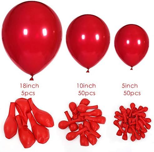 105Pack Red Balloons, 18inch/10inch/5inch Red Latex Balloons Premium Helium Quality Red Helium Ballo | Amazon (US)