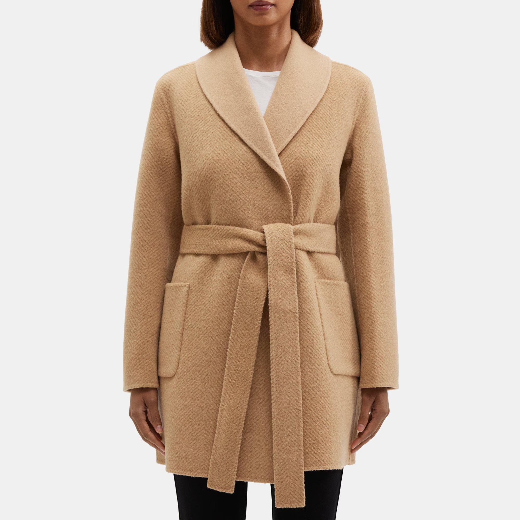 Wrap Coat in Double-Face Wool | Theory Outlet