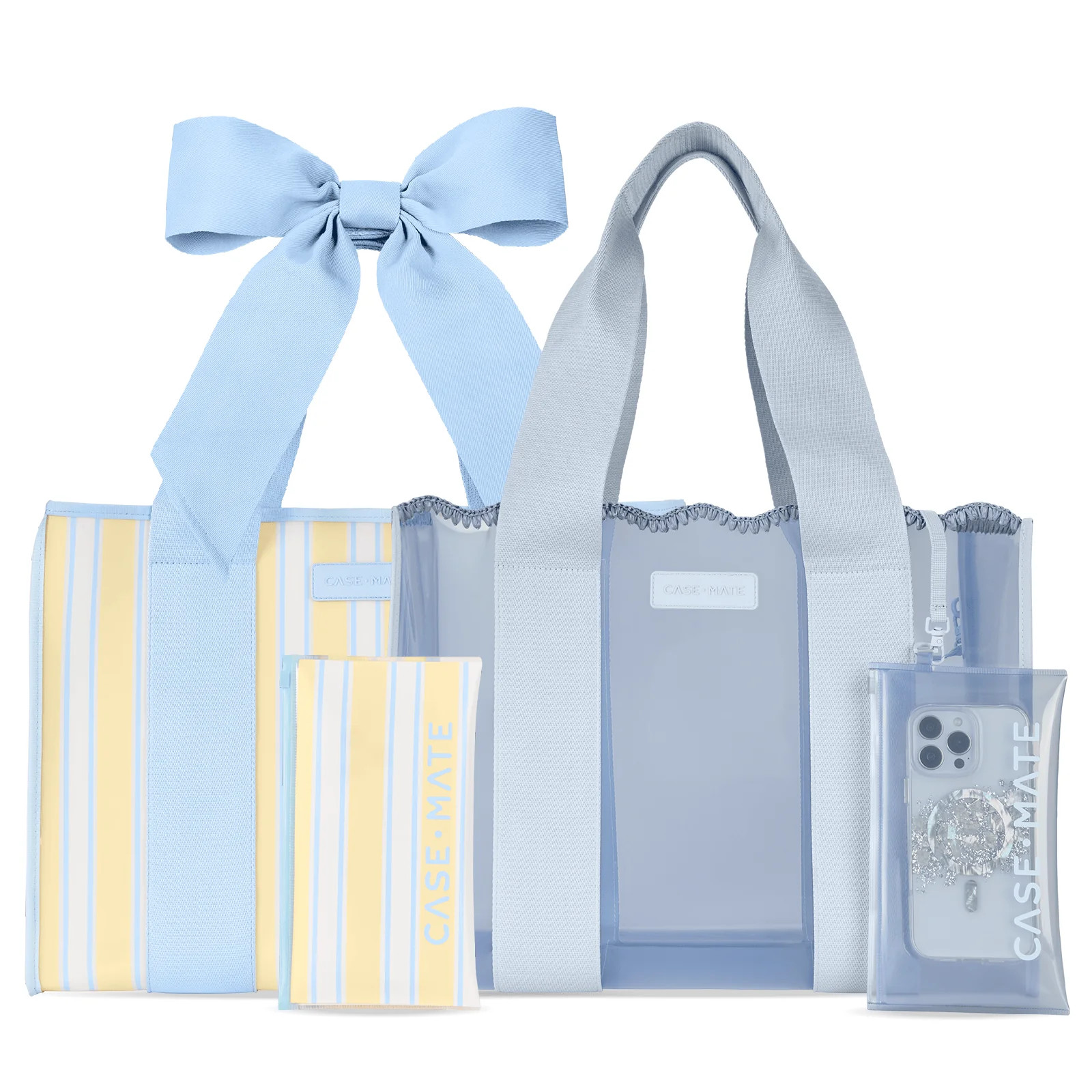 The Tote Duo - Cabana Stripe Bow & Carolina Blue Crochet Wave | Case-Mate