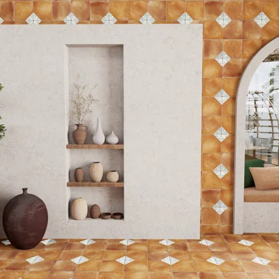 Sentier des Ocres Deco 7.88" x 7.88" Porcelain Spanish Wall & Floor Tile | Wayfair North America