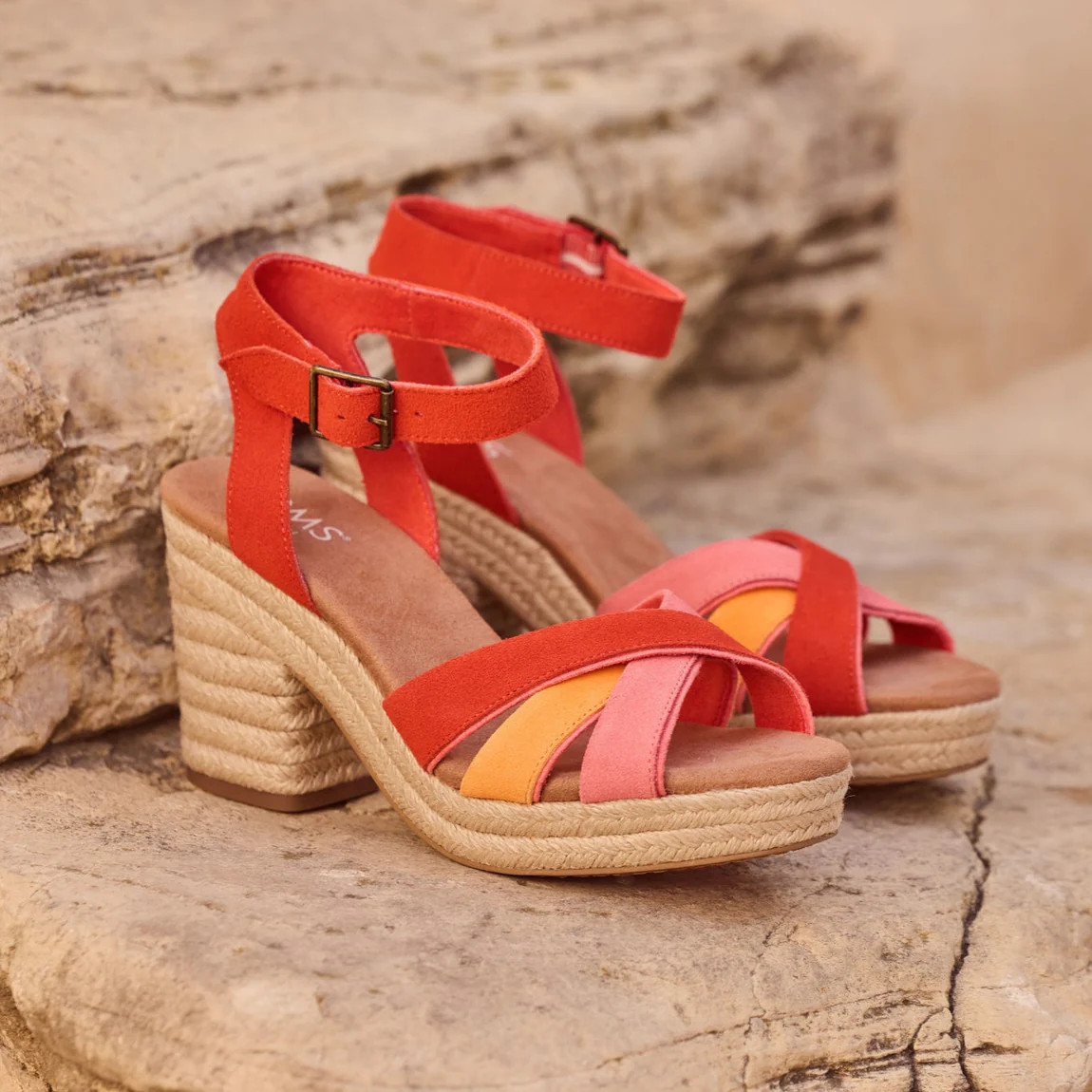 Majorca Rope Strappy Platform Sandal Flame Suede | Toms EMEA