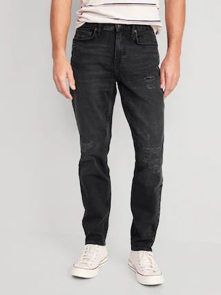 Athletic Taper Built-In Flex Ripped Black Jeans for Men | Old Navy (US)