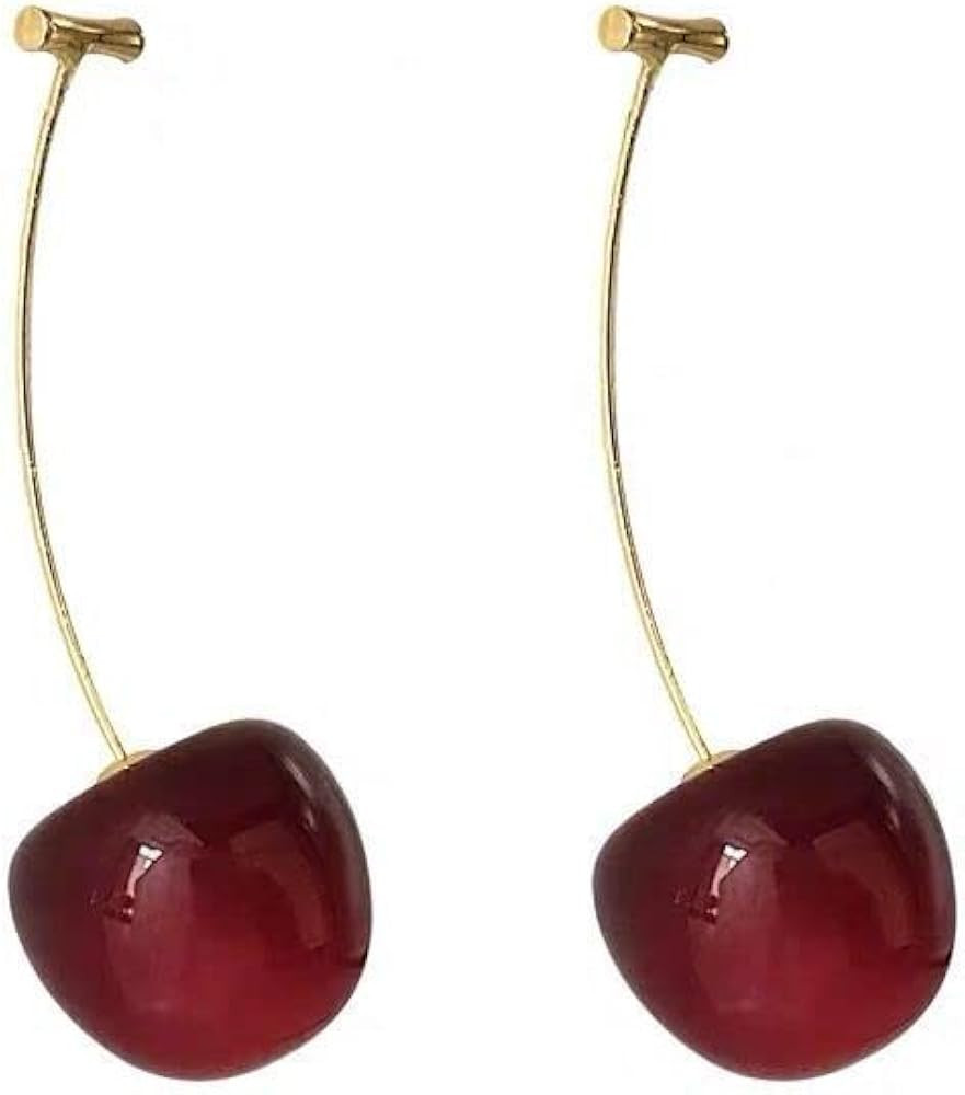 3D Red Cherry Drop Earrings Cute Fruit Gold Dangle Earrings Jewelry Gift Earrings for Women | Amazon (US)