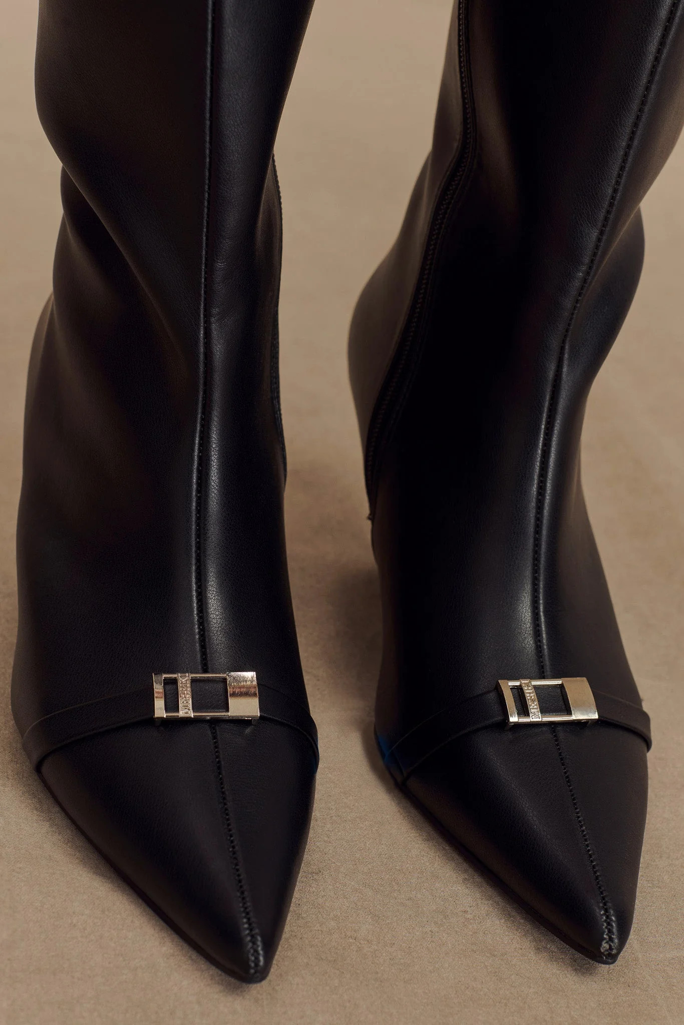 Faux Leather Buckle Boot - Black | MESHKI US