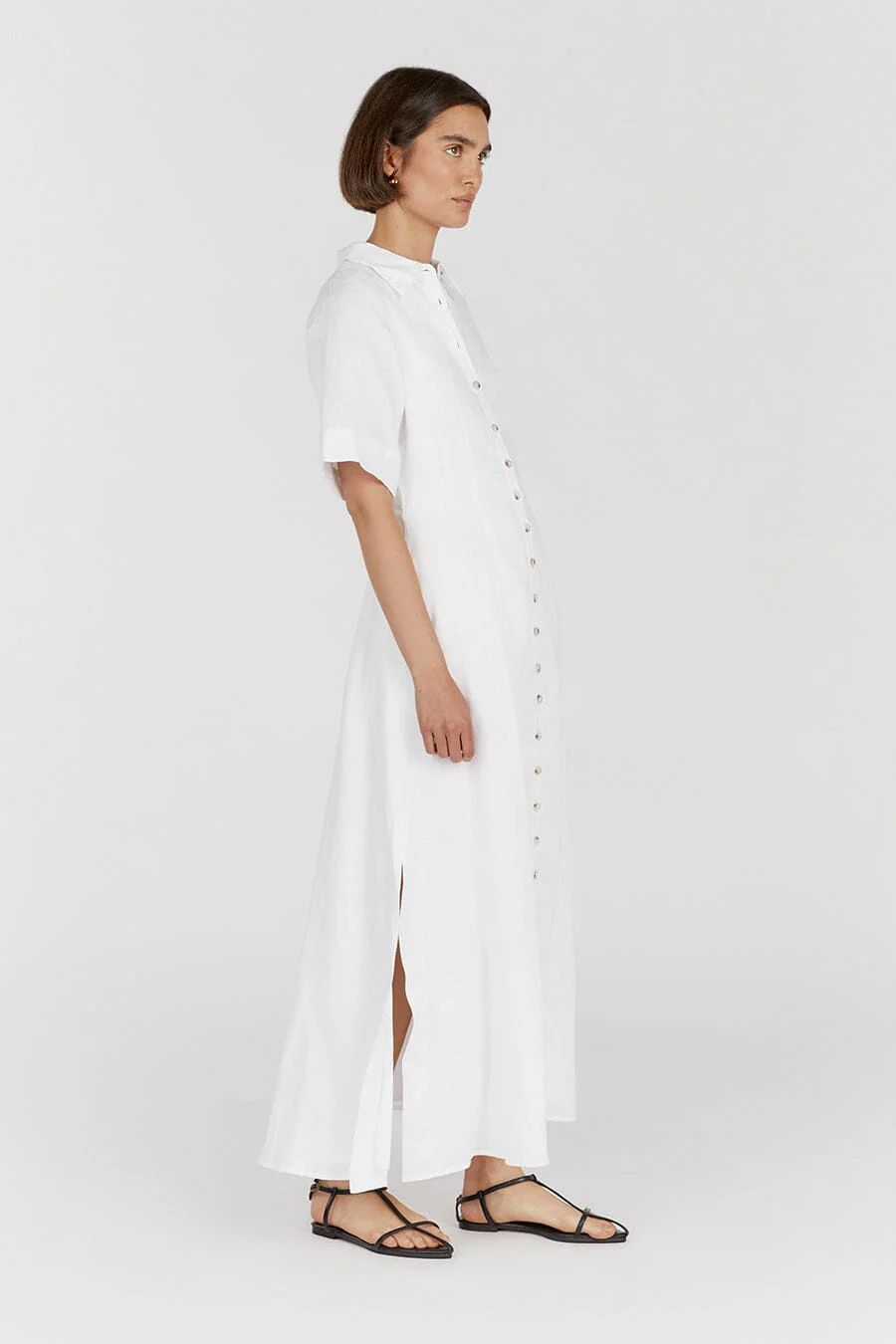 FRANNIE WHITE LINEN SHIRT DRESS | DISSH