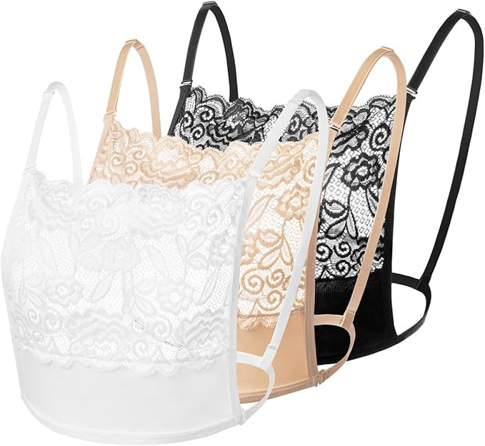 3Pcs Lady Lace Wearable Mock Camisole Bra Insert Overlay Modesty Panel Vest. | Amazon (US)