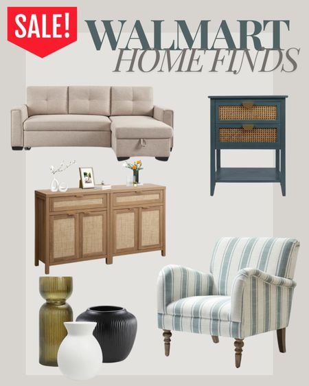 @Walmart home finds on sale or under $20! 

Vases, blue and white striped armchair, console, cane end table, sectional modular sofa. Living room furniture and home decor  

#LTKSaleAlert #LTKSummerSales #LTKHome
