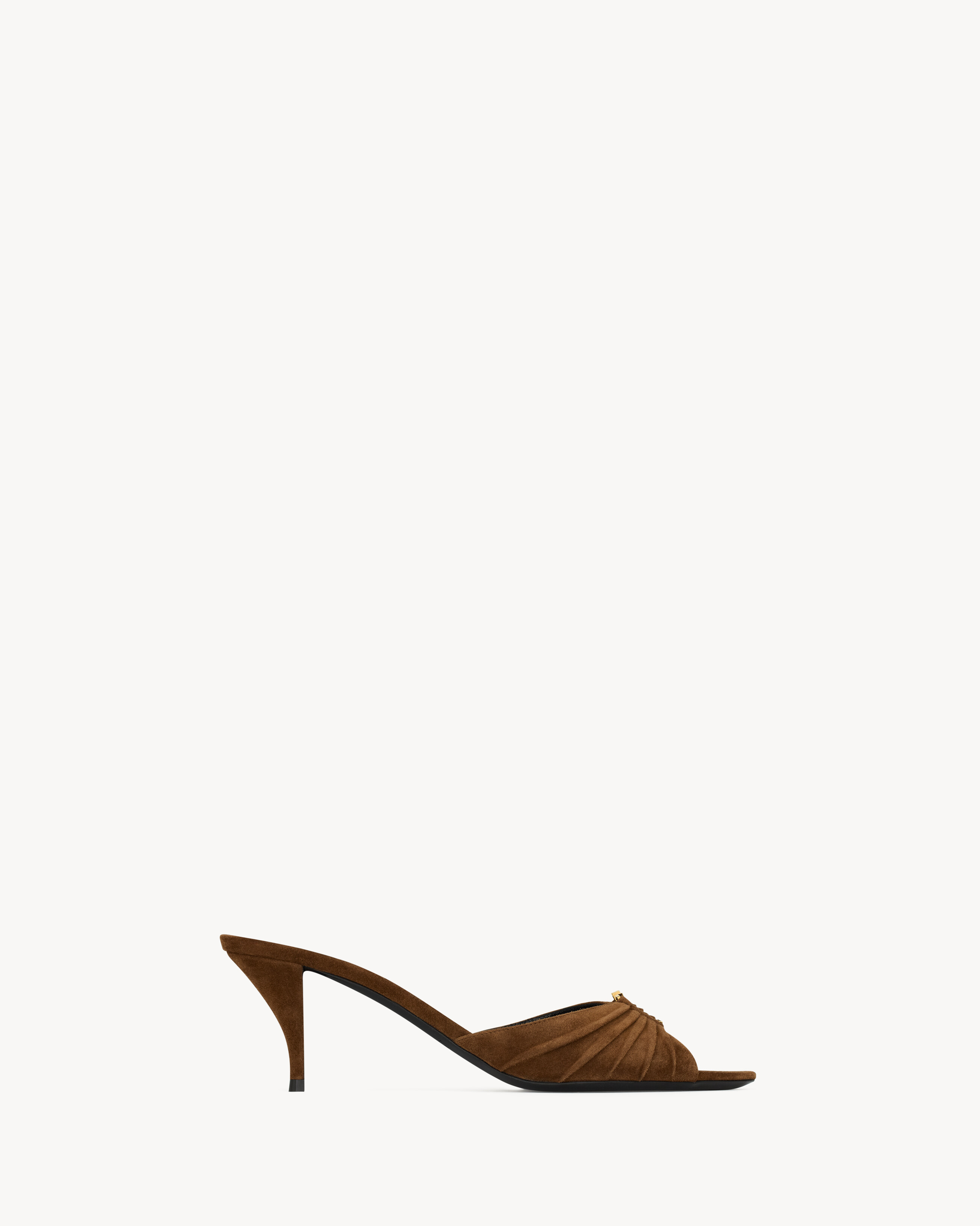 Pantoletten mit Kitten Absatz, spitz zulaufender Peeptoe-Zehenpartie und gerafftem Obermaterial m... | Saint Laurent Inc. (Global)