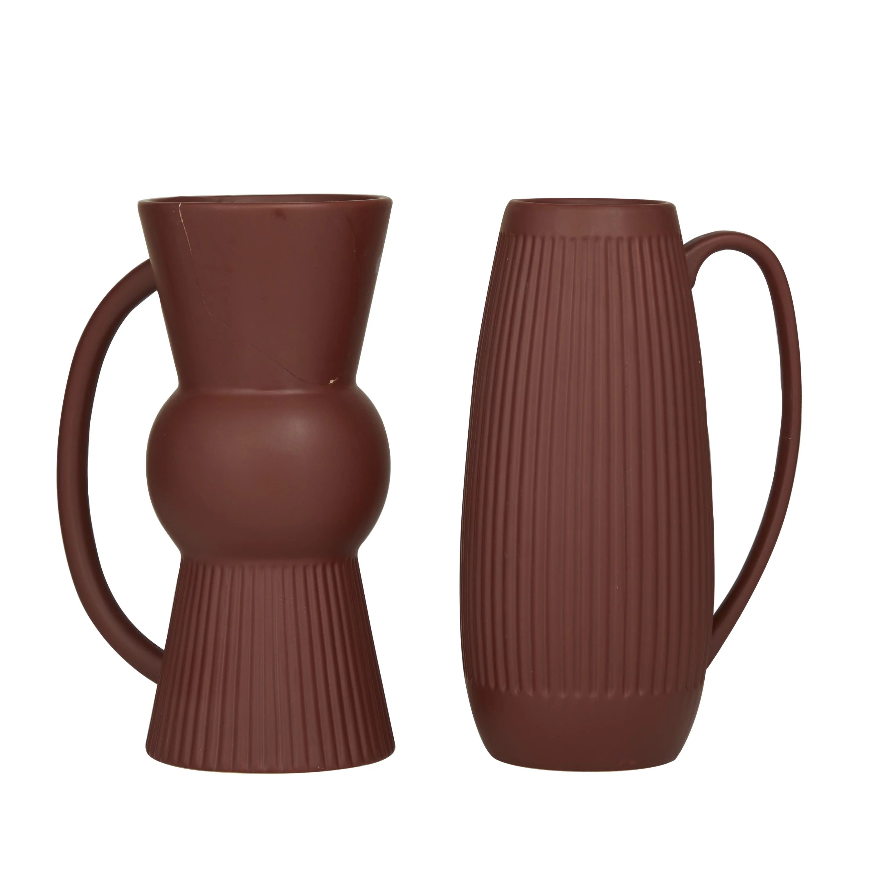 The Novogratz 7"W, 12"H Ribbed Red Ceramic Vase with Handles, Set of 2 | Walmart (US)
