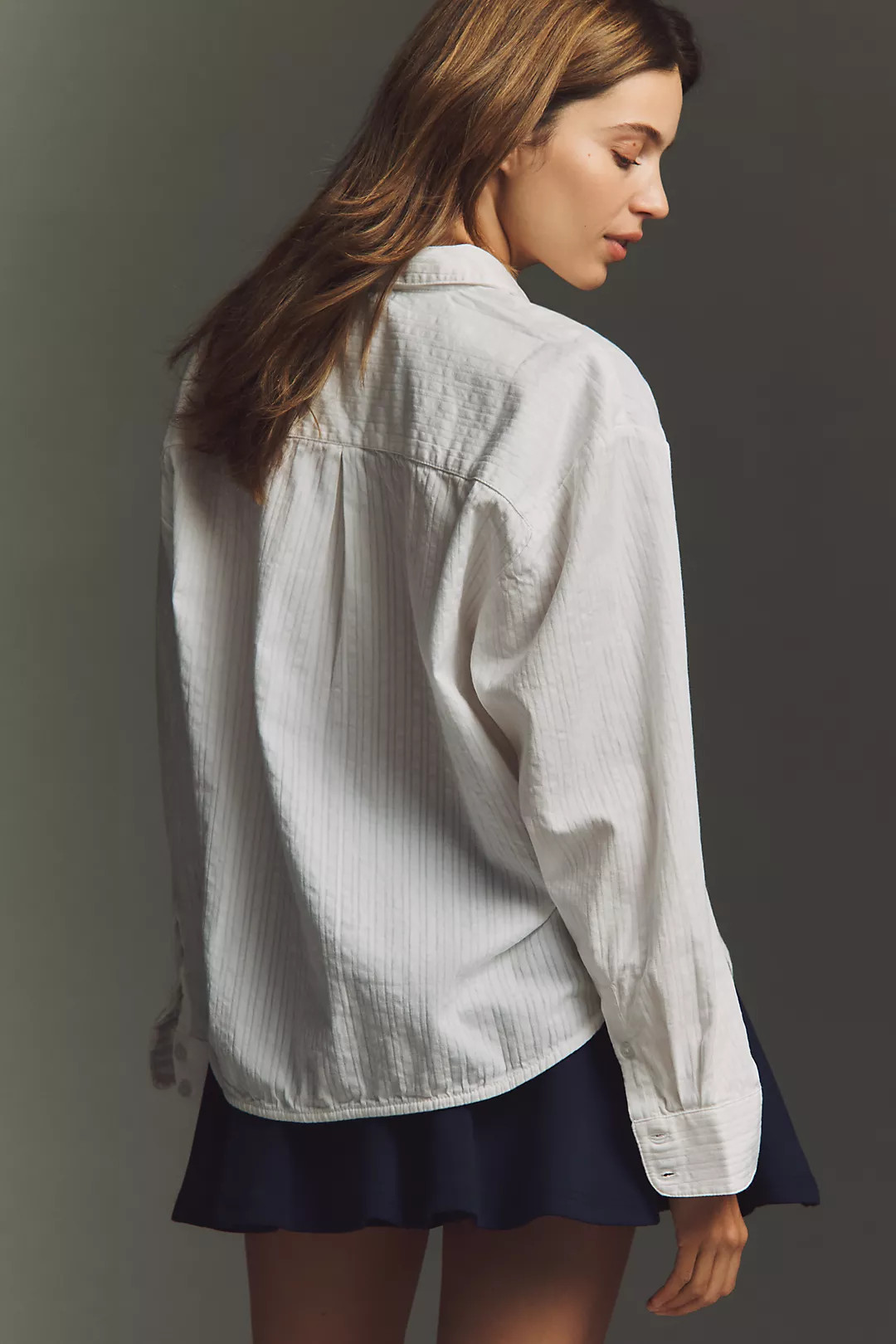 The Shrunken Bennet Seersucker Buttondown Shirt by Maeve | Anthropologie (US)