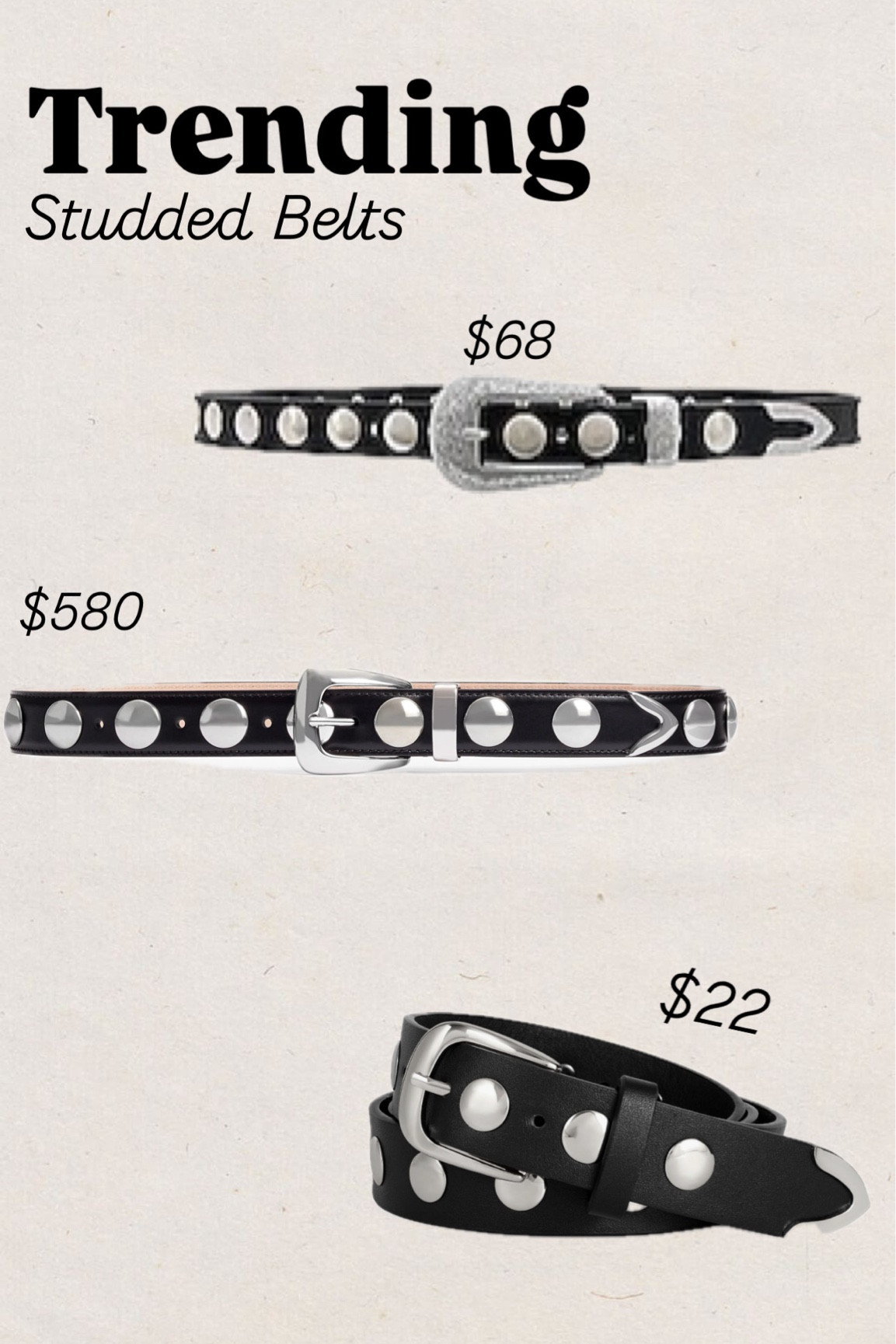 Trending studded belts
Khaite belt
Amazon belt
Revolve
Splurge or save
Look for less

#LTKSaleAlert #LTKStyleTip #LTKFindsUnder50