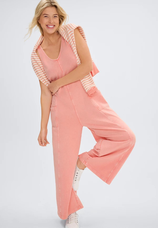 Bare Washed Terry Jumpsuit | Maurices