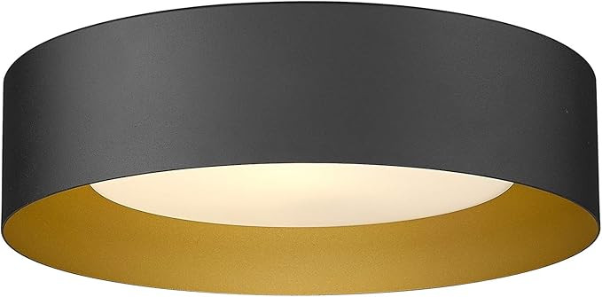 AUTELO Flush Mount Ceiling Light, 14" Frosted Glass Shade Close to Ceiling Light Fixture in Black... | Amazon (US)