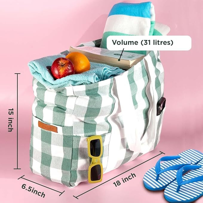 Folkulture Beach Bags for Women Large Waterproof Beach Tote Bag Zipper Beach Bags Waterproof Sand... | Amazon (US)