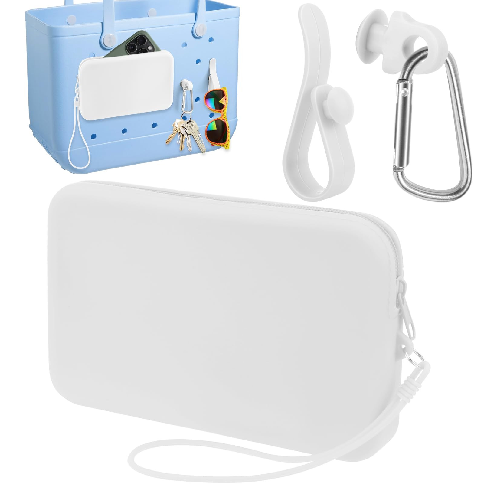 Silicone Phone Holder for Bogg Bag, Soft Silicone Insert Wallet Charm with 2 Pcs Key Holder for B... | Amazon (US)