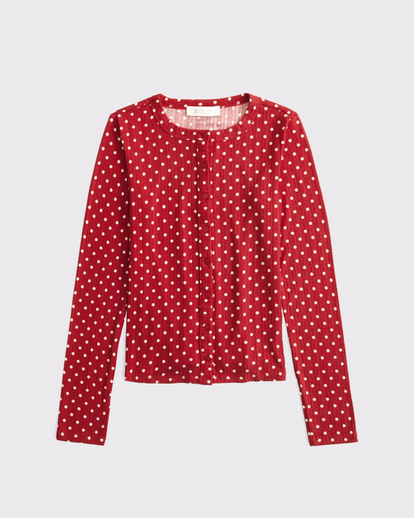 Women's Pointelle Button-Through Sleep Top | Women's New Arrivals | Abercrombie.com | Abercrombie & Fitch (US)