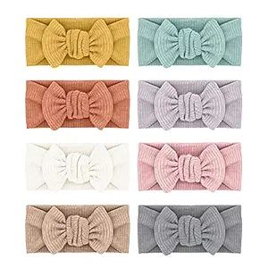 Pack of 8 Baby Girls Headbands With Baby Bows Hair Bow Stretchy knit Hairbands for Newborn Infant... | Amazon (US)