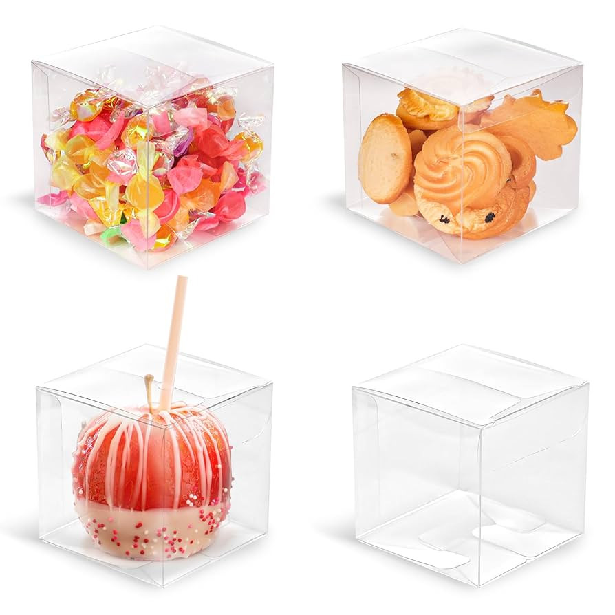 VGOODALL Clear Boxes for Treats, 3 x 3 x 3 inches Transparent Cube Favor Boxes for Candy Chocolat... | Amazon (US)