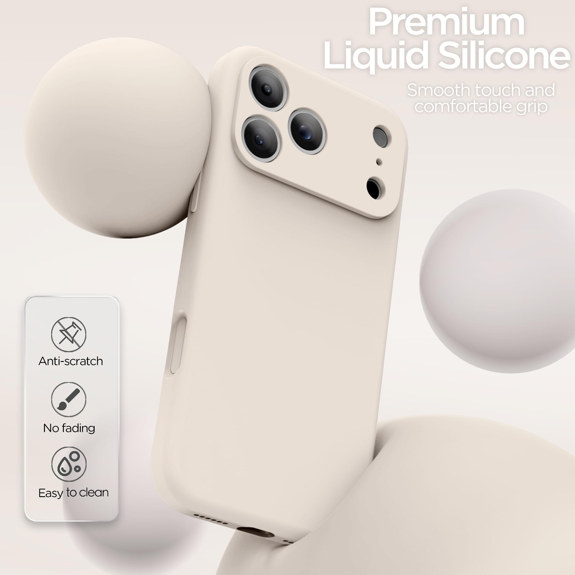 für iPhone 17 Pro Max Hülle 6,9 Zoll, Liquid Silikon Hülle Upgraded Kameraschutz Soft Mikrofas... | Amazon (DE)