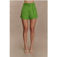 Scout Linen Belted Shorts / Green | MESHKI | XS | MESHKI US