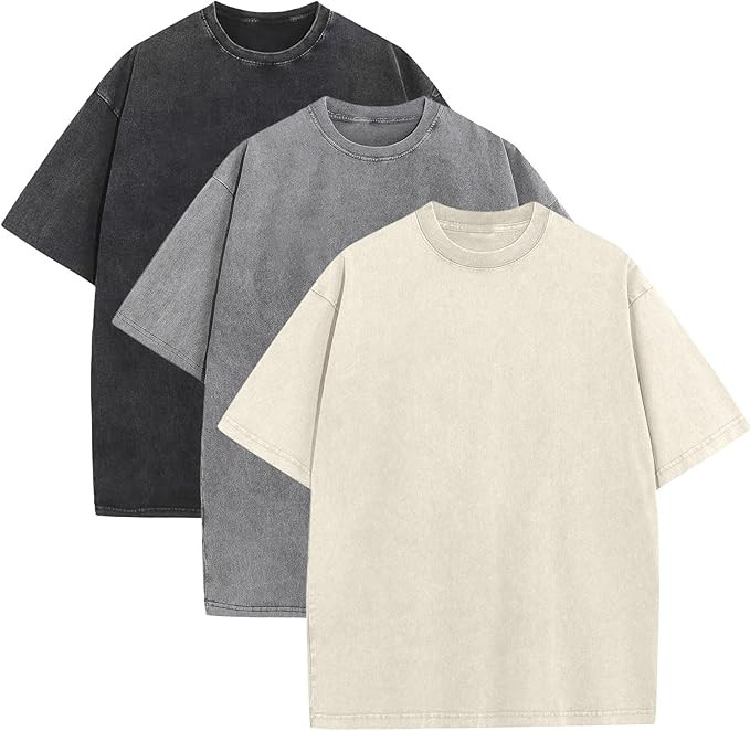 Men's Oversized Cotton T-Shirts Loose Fit Vintage Washed Tee Unisex Short Sleeve Casual Shirts To... | Amazon (US)