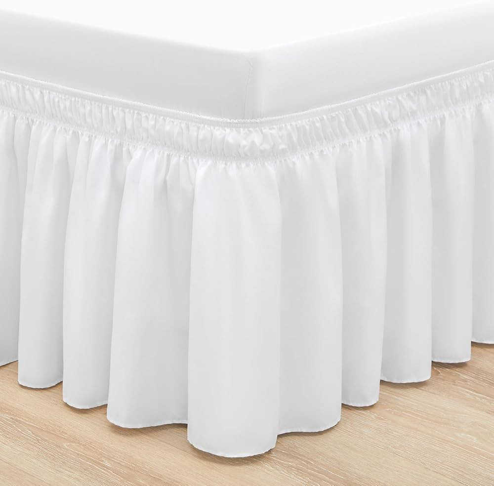 RIMELA White Bed Skirt Queen 15 Inch Drop Wrap Around Dust Ruffles Bedskirt, Wrinkle and Fade Res... | Amazon (US)