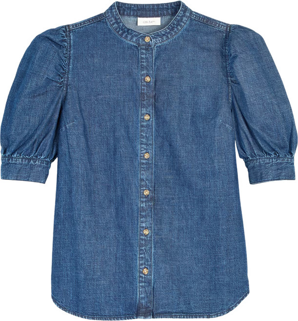 On 34th Women's Denim Puff-Sleeve Shirt, Exclusively at Macy's - Macy's | Macy's