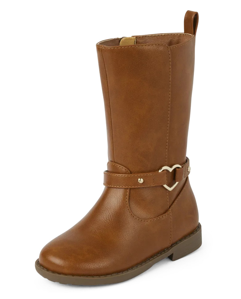 Toddler Girls Heart Buckle Tall Boots - tan | The Children's Place