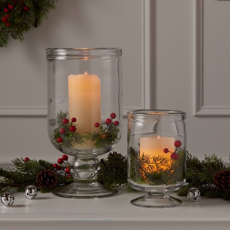 7.5" x 5" Glass Seeded Hurricane Candle Holder Clear - Threshold™ | Target