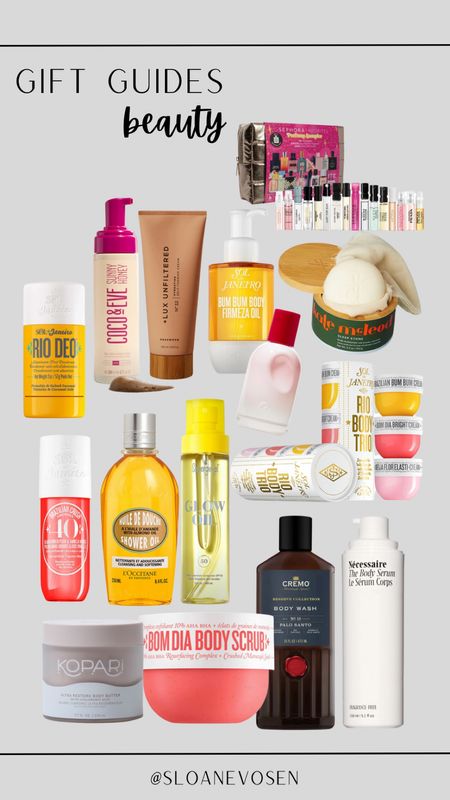 Gift Guides Beauty - Body. Bodycare. Skincare. Shower routine. Favorite products. Beauty. Lotion. Beauty gifts. Sol de Janeiro. Fragrance gifts. Perfume gifts. Gift idea for girls. Gift idea for teenage girl. Gift idea for daughter. Gift guide for high school girls. Gift idea for girlfriend  

#LTKGiftGuide #LTKHoliday #LTKbeauty