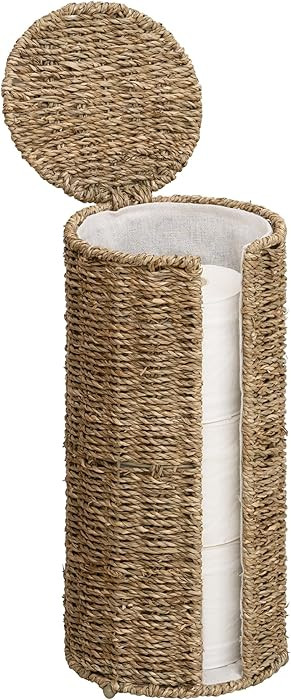 StorageWorks Seagrass Free Standing Toilet Paper Holder Stand for Bathroom, 3 Rolls of Toilet Tis... | Amazon (US)