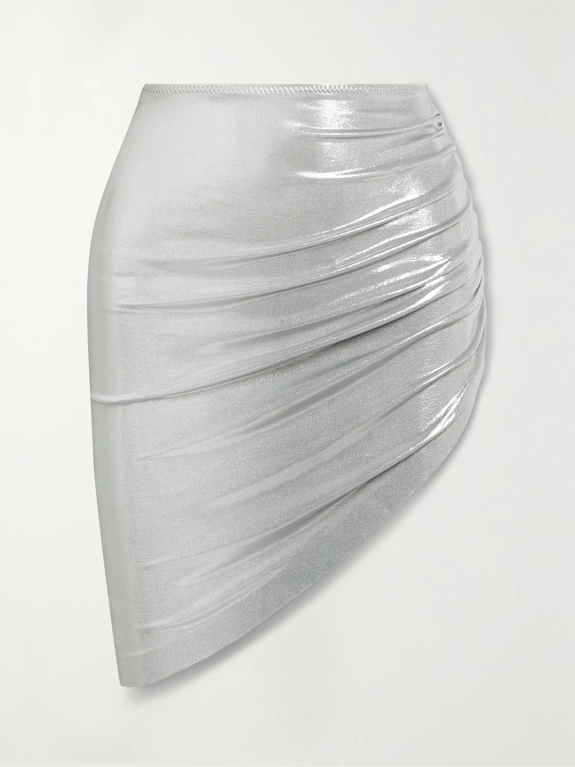 NORMA KAMALI Asymmetric ruched stretch-lamé mini skirt | NET-A-PORTER | NET-A-PORTER (US)