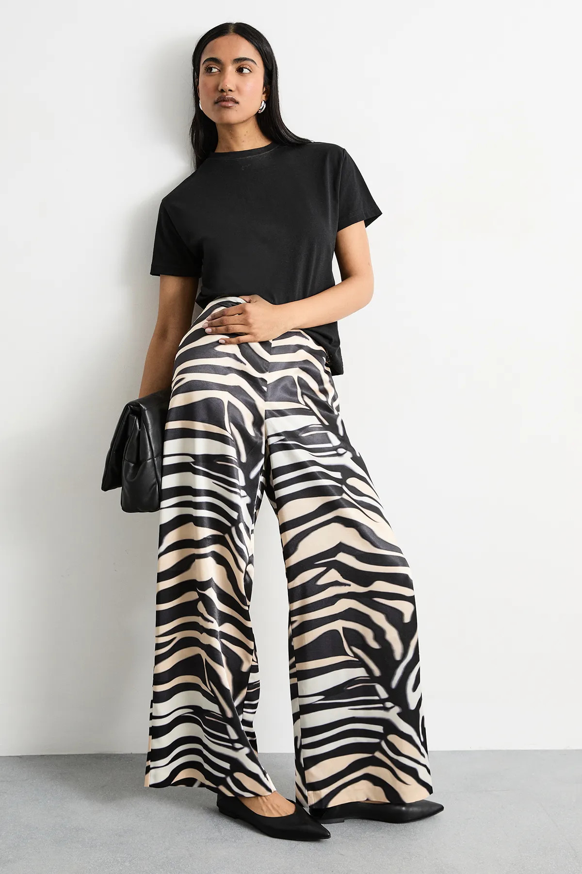 Trousers | Zebra Printed Satin Tailored Trousers | Warehouse | Nasty Gal US