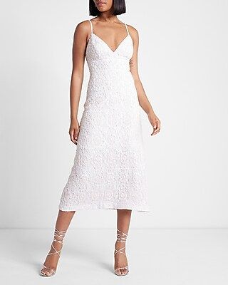 Limited Edition Sequin Lace V-Neck Midi Dress | Express